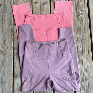 Girlfriend Collective Pink and Purple Leggings